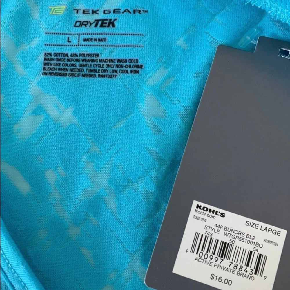 Tek Gear Turquoise Blue V Neck Burnout Yoga Tee Large - Picture 6 of 7